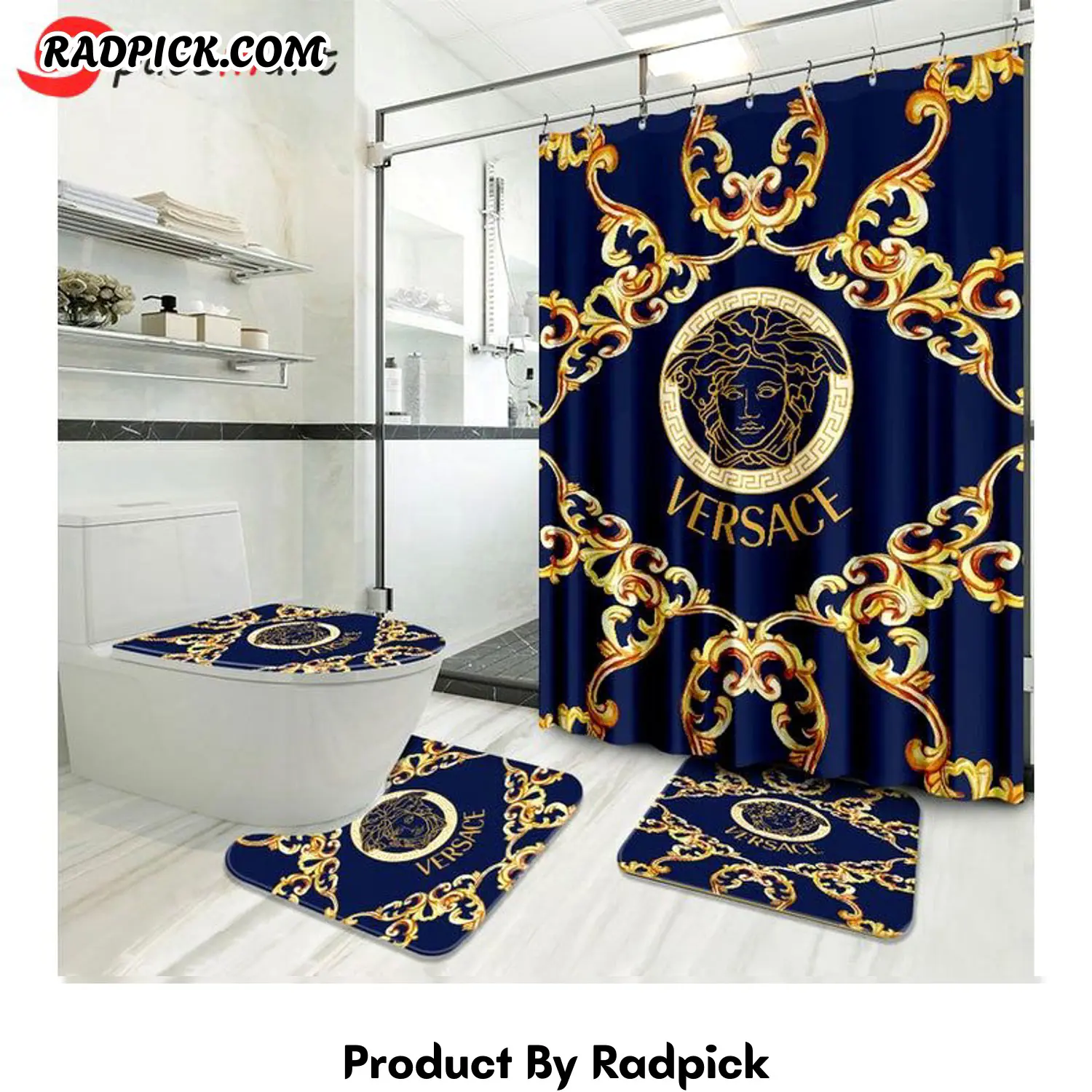 Versace type 10 shower curtain waterproof luxury bathroom mat set hot 10 bathroom accessory sets rp38727